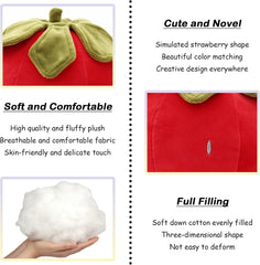 zhidiloveyou Strawberry Plush Red Cute Stuffed Strawberry Toy Fruit Pillow for Kids, 9 inch