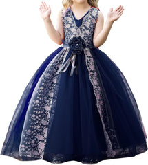 Girls Dress Princess Dress Sleeveless Long Dress Flower Girl Wedding Dress Model Catwalk Reversible Sequin Dress