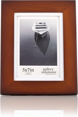 Gallery Solutions - 12"x12" Flat Walnut Frame - Square Tabletop or Wall Mount - For 8"x8" Pictures - Premium Walnut Wood with Double White Mat - Versatile-Elegant For Home or Office Décor - Traditional Photo Frame