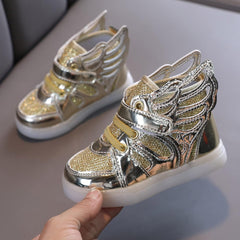 Toddler Boys Girls Led Shoes Tennis Shoes for 1﹣6 Years Children Candy Color Light up Sport Sneakers with Wing