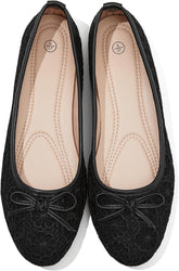 Dress Shoes for Women Round Toe Flats Shoes Lace Ballet Flats Dressy Comfortable Foldable Flats Low Heel