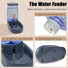Automatic Pet Feeder Small&Medium Pets Automatic Food Feeder and Waterer Set 3.8L, Travel Supply Feeder and Water Dispenser for Dogs Cats Pets Animals