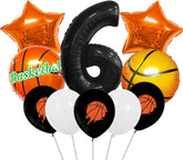 11Pcs Basketball Themed 6th Birthday Party Balloons, Black Number Balloon 6,Basketball Balloons Happy 6th Birthday,6th Birthday Basketball Theme Party Supplies Foil Mylar Balloons Latex Balloonor