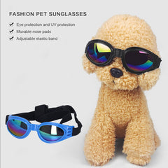 Small Dog Sunglasses,Foldable UV Protection Doggie Dog Motorcycle Goggles Eyewear with Flexible Straps for Medium and Large Dogs(red)