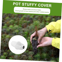 POPETPOP Stuffy Planting Container Set 2 Pack Plastic Round Flower Pots with Lid Outdoor Planter Boxes