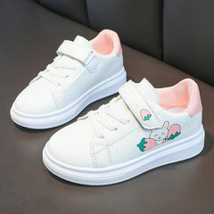 Toddler Boys Cartoon Bunny Pattern Flats Shoes Boys Girls Hook and Loop Breathable Leather Sneakers Canvas Shoes Kids
