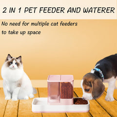 Tfwadmx Automatic Cat Food and Water Dispenser Gravity Dog Feeder Auto Cat Feeder 2 in 1 Pet Food Dispenser for Cats Small Dogs(Grey)