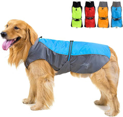 Zunea Waterproof Dog Raincoats for Medium Large Dogs Lightweight Reflective Jacket Safty Coat Windproof Mesh Lined Vest Clothes Outdoor Hunting Hiking Apparel for Wet Days Green 7XL