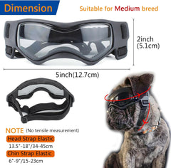 Dog Goggles for Medium Dogs, Dog Sunglasses Medium Breed, Dog Glasses UV Protection Wind Protection Dust Protection with Adjustable Strap for Medium Breed (Medium Black)