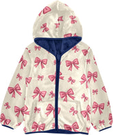 CHIFIGNO Bows Beige Toddler Snow Jacket, Kids Zip up Jacket Soft for Fall Winter Spring 3T