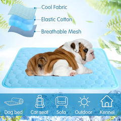 Dog Cooling Mat 4x More Effective for Small Large Dogs Cats Pet Cooling Pad Outdoor Summer Camping Cool Dog Blankets Puppy Crate Mattress Cold Dogs Matt Ice Bed Kennel Sleeping Mats (Blue - XS)