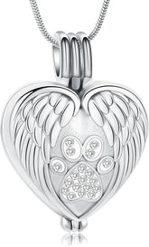zeqingjw Pet Cremation Jewelry for Ashes Pendant Paw Print Pet Heart Urn Necklace Memorial Keepsake Jewelry for Pet/Dog's/Cat's Ashes