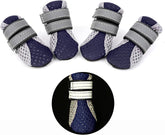 Ranphy Breathable Mesh Dog Boots, Pet Walking Shoes, Reflective Paw Protector with Anti-Slip Sole Sneaker for Hot Pavement Summer for Small Dogs 4 Pack (XL, Blue)