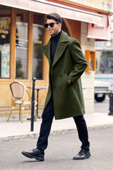 Makkrom Mens Double Breasted Trench Coat Casual Lapel Collar Business Winter Long Overcoats