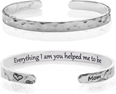 Carviell Engraved Cuff Bracelets for Women – Inspirational, Friendship, Love, Mom, Daughter, Sister, Christian, Graduation, Memorial & Wedding Gifts – 80+ Phrases – Stainless Steel, Gift-Ready