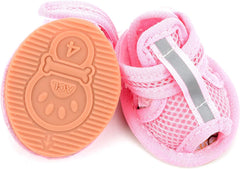 Ranphy Small Dog Sandals Water Resistant Summer Paw Protector for Hot Pavement Anti-Slip Boots for Boy Girl Breathable Mesh Dog Shoes,Red,5#