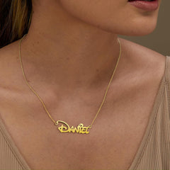 Personalized Name Necklace 18K Gold Plated Custom Nameplate Necklace Birthflower Pendant Dainty Jewelry Gift