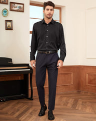 J.VER Men's Tuxedo Shirt Formal Dress Shirt Pleated Long Sleeve Button Down Shirts for Prom Party Wedding