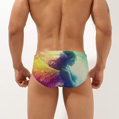 Rainbow Angel Men's Swimsuit Brief Beach Shorts Bikini Swimwear Sexy Swimming Trunks