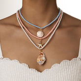 3PCS Conch-shaped Pendant Woven Cord Necklace, Colorful Braided Rope Choker, Adjustable Bohemian Layering Jewelry, Coastal Style Fashion Necklaces Set (Multicolor)