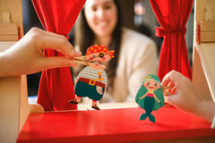 kipod- Clothespin Theater Pirate Puppets- Set of 6 Wooden Pirate Finger Puppets for Kids Ages 2+- Montessori- Imaginative Play Toy