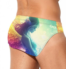 Rainbow Angel Men's Swimsuit Brief Beach Shorts Bikini Swimwear Sexy Swimming Trunks