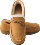 Men's Moccasins House Shoes with Warm and Cozy Memory Foam Hard Sole Indoor/Outdoor Slippers