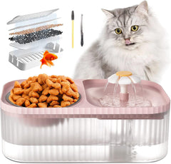 TODDLT Water Fountain for Cats Inside, Cat Feeding & Watering Supplies, Super Quiet Automatic Pet Water Dispenser 100oz/3L with Stainless Steel Cat Bowls and Long Life Span Pump