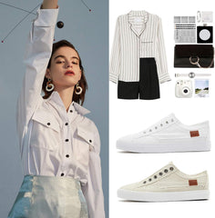 Women's Slip on Shoes Non Slip Fashion Canvas Sneakers Low Top Casual Shoes