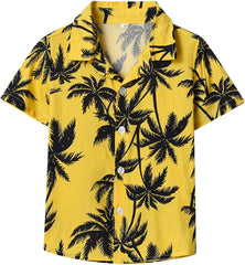 Betadog Boys ðawaiian Shirts Coconut Tree Print Short Sleeve Casual Tropical Tops T-Shirt Cotton Button Down