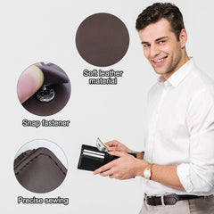 Men Wallets, PU Leather Short Card Wallet Multi-Functional Credit Card Holders For Men with Multiple Slots and Button(Black)