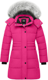 ZSHOW Girls' Winter Coat Long Hooded Parka Soft Fleece Puffer Jacket with Removable Hood