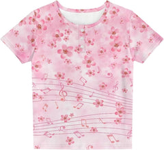 Girls Short Sleeve Shirts with Henley Neck Cute & Lightweight Summer Tees Tops T-Shirts for Kids Daily Wear