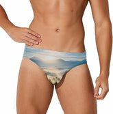 Sunrise Misty Forests Men's Swimsuit Brief Beach Shorts Bikini Swimwear Sexy Swimming Trunks