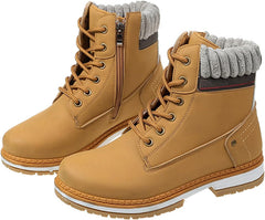 Women's Work Waterproof Hiking Combat Boots Leather Work Boots Lace up Low Heel Booties Ankle Boots For Women