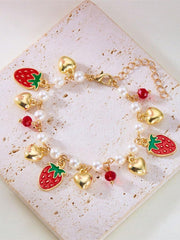 Strawberry Bracelet for Women Unique Fruit Charm Jewelry Gift Ready Fashion Accessory