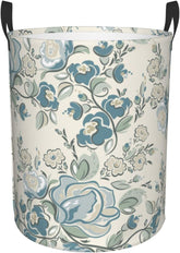 Summer Flowers Laundry Hamper Circular Laundry Basket Bin Dirty Clothes Bag Storage Basket Small