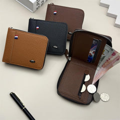 Mens Blocking Wallets Zipper Leather Wallet for Men Bifold Card Holder08(black)