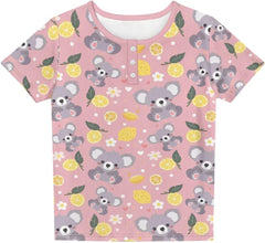 Henley Shirts with Buttons Cute & Lightweight Short Sleeve T-Shirts for Girls Summer Clothes Crewneck