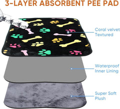 1 Pack 3 Waterproof Dog Blanket for Small Dogs, Washable Pet Blankets with Double -Sided Soft Flannel Fleece Cover, Puppy Pads for Dog Bed & Couch (S (23X16 inch))