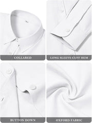 Womens Button Down Shirts Cotton Dress Shirts Oxford Shirts Long Sleeve Work Blouses Collared Tops Tunics with Pocket