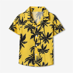 Betadog Boys ðawaiian Shirts Coconut Tree Print Short Sleeve Casual Tropical Tops T-Shirt Cotton Button Down