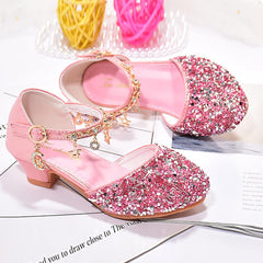 Girls Dress Adorable 𝐒parkle Mary Jane Heel for Wedding Party Little/Big Kids Ankle Strap Ballerina Flat