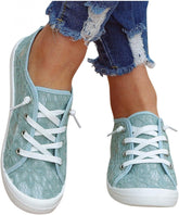 Casual Canvas Shoes Sneakers for Women, Lace up Canvas Sneakers,Lace Up Fashion Comfortable Walking Shoes,Slip On Non Slip Shoes Lace Up Canvas Low Top Shoes