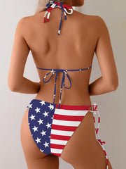 TASHEHE Women's Triangle String Bikini Set Sexy Tie Side Two Piece Swimsuit Cute Halter Bathing Suit