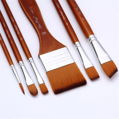 6Pcs Artist Paint Brush Nylon Bristle Paint Brush for Acrylics Oil Gouache Watercolor Painting Rock Canvas Painting