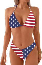 swimall Women's Triangle Bikini Set Cheeky High Cut Sexy Two Piece Swimsuit Cute Halter Bathing Suit