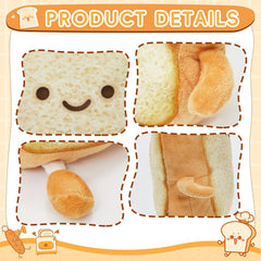 Toast Bread Plush Pillow Toy Bread Doll Funny Cute Food Plushies Stuffed Animal Soft Birthday Party Xmas Gifts 12in