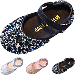 Girls Mary Jane Dress Shoes Rhinestones Flower Girl Wedding Party Shoes Ballet Flats Little Girl Dress up Shoes