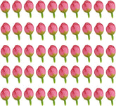 Artificial Plant Fake Flower Exquisite 50Pcs 2cm Fake Roses Bud Artificial Flower Wedding Bride Bouquet DIY Party Decor for Home-Dark Pink